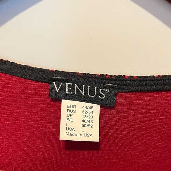 VENUS Top Zip up Red Black Lace Overlay Vegan Leather Size L Romantic Goth girl - Picture 4 of 14